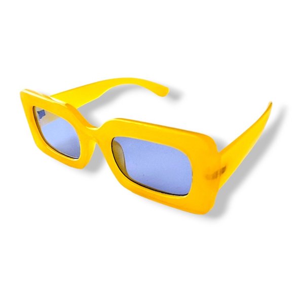 UO Margot chunky oversized rectangular yellow square sunglasses NEW - Picture 5 of 7